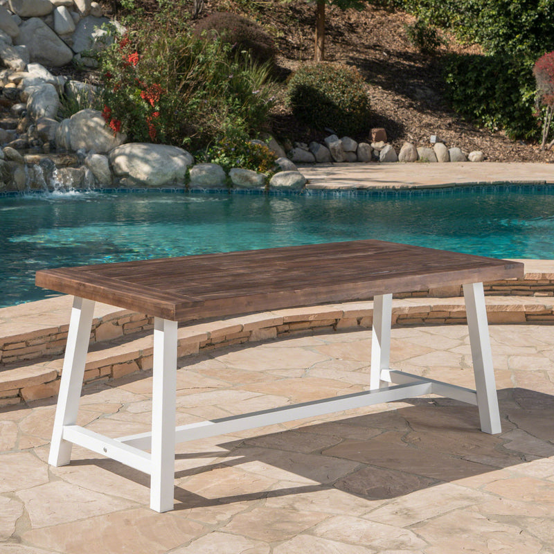 Outdoor Sandblast Finish Acacia Wood Dining Table - R&R Furniture Gallery (Fountain Valley, CA)