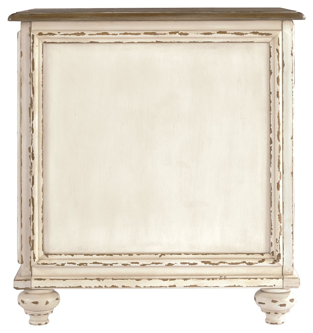 Realyn - Chair Side End Table - Insert Mirror - White / Brown - R&R Furniture Gallery (Fountain Valley, CA)