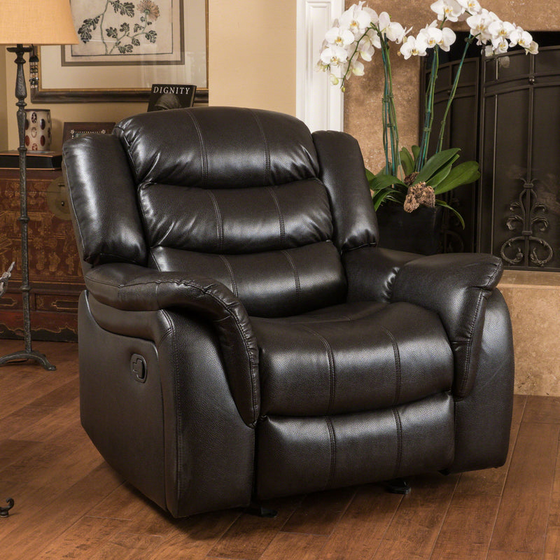 Classic Design Recliner, Upholstery Recliner, Glider Recliner - Black Berry - R&R Furniture Gallery (Fountain Valley, CA)