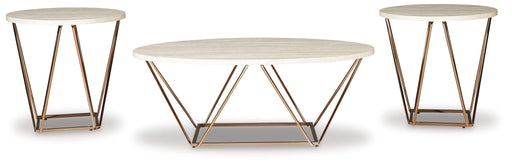 Tarica - Occasional Table Set (Set of 3) - White / Metallic - R&R Furniture Gallery (Fountain Valley, CA)