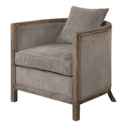 Gray Viaggio chenille accent chair by Uttermost with plush upholstery and modern design, shown in a stylish living room setting.