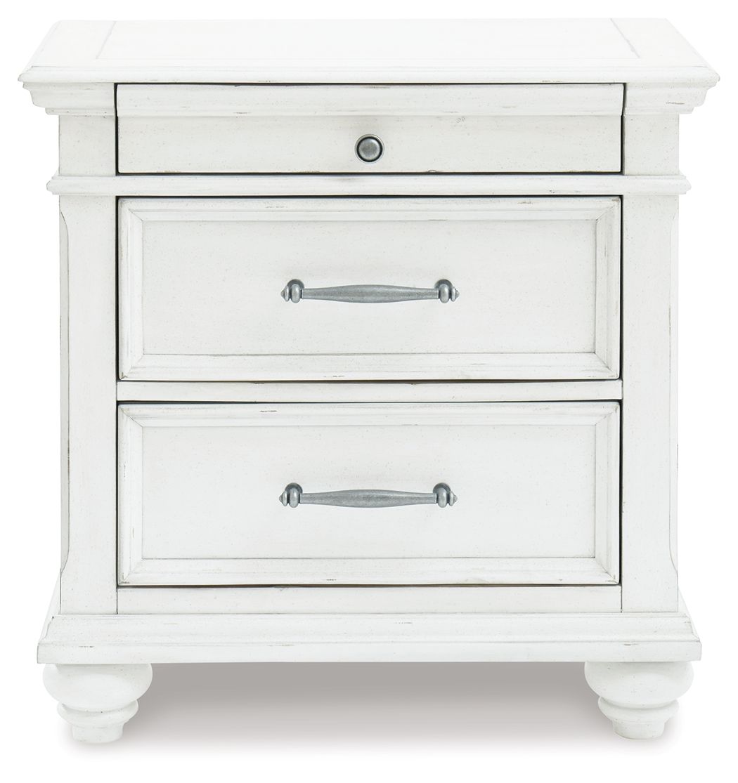 Kanwyn - Three Drawer Night Stand - Whitewash - R&R Furniture Gallery (Fountain Valley, CA)