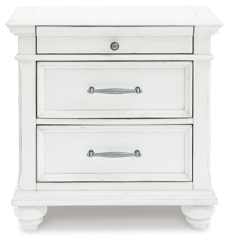 Kanwyn - Three Drawer Night Stand - Whitewash - R&R Furniture Gallery (Fountain Valley, CA)
