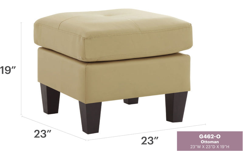 Upholstered casual ottoman by Glory Furniture, stylish and versatile for modern, cozy living spaces, showing soft fabric and compact design.