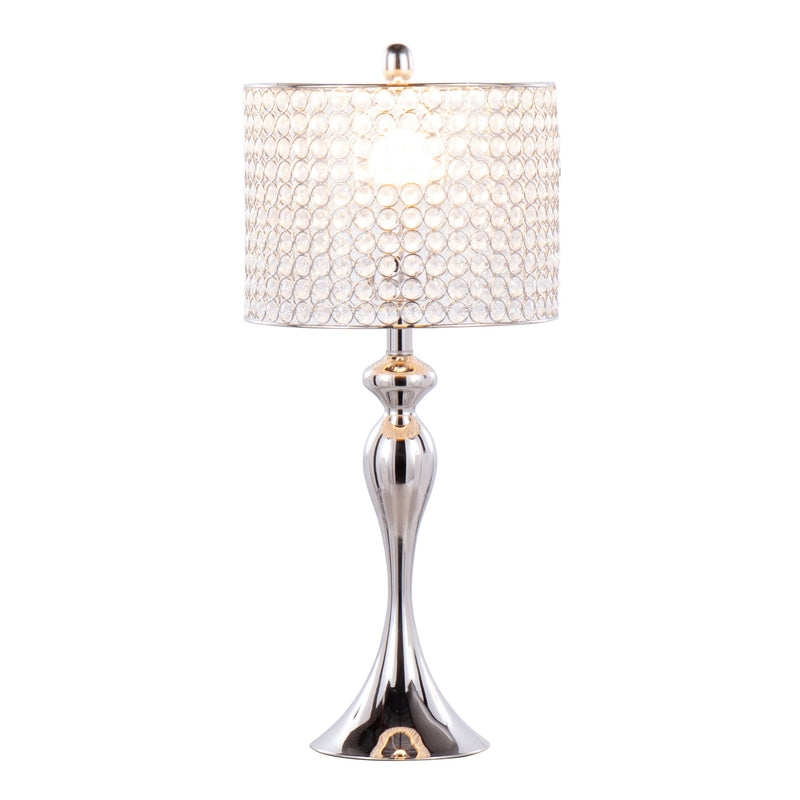 Lumi Source Ashland contemporary table lamp set with round clear crystal beads and polished nickel finish, perfect for modern decor.