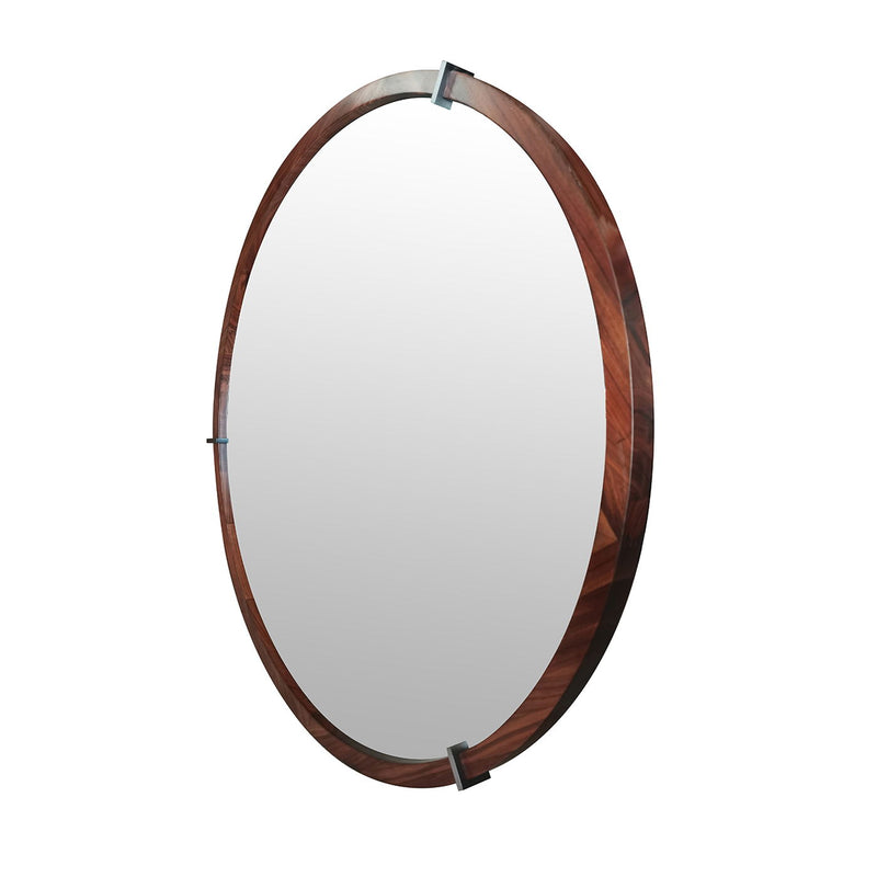 Hausen - Mid-Century Modern Round Accent Wall Mirror - Brown Walnut - R&R Furniture Gallery (Fountain Valley, CA)
