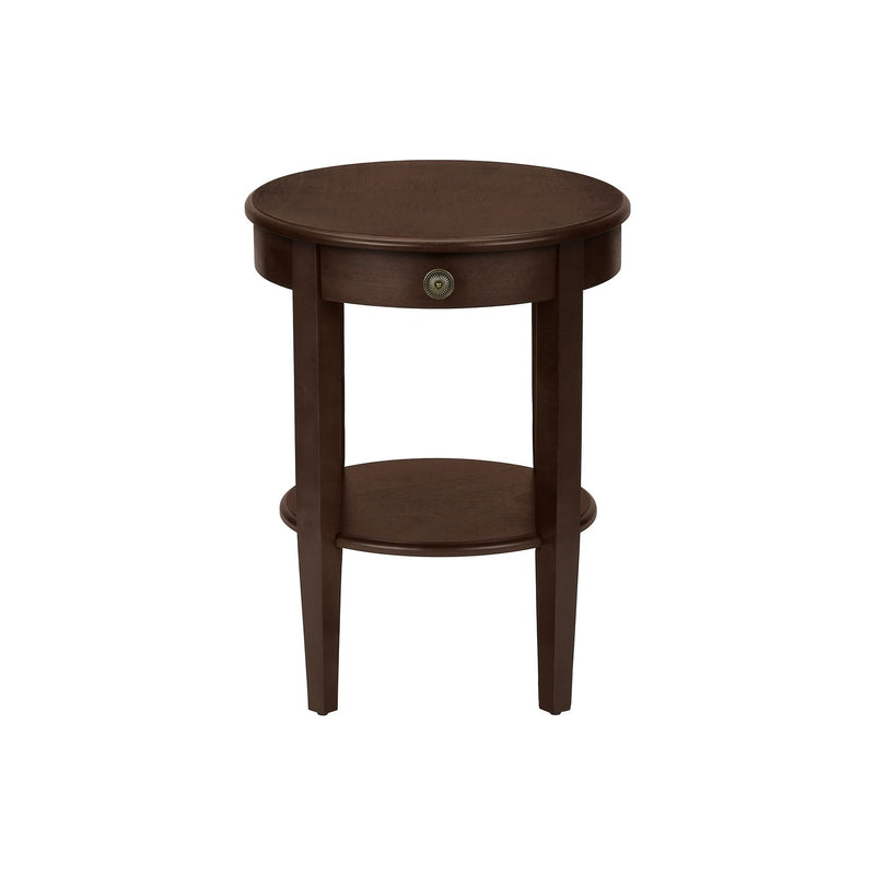 8th Street espresso 2-tier accent side table with a transitional style, featuring a sleek, two-level design and smooth finish.