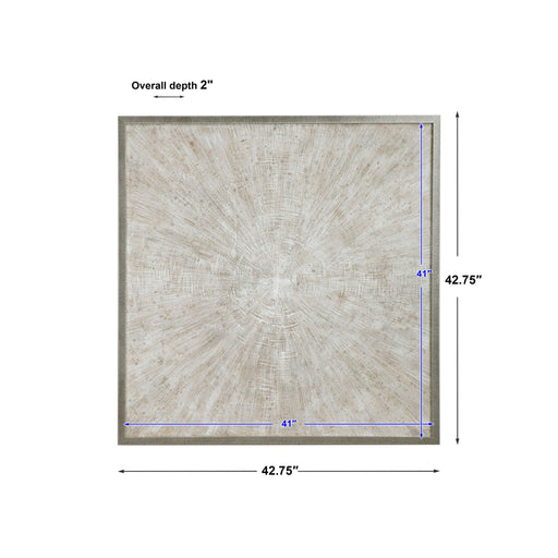 Uttermost Mesmerize abstract canvas art featuring pearl silver tones, with swirling and textured artistic design.