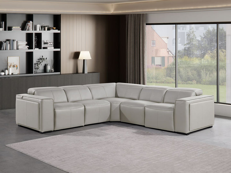 1224 - 5-Piece L-Shaped Sectional Sofa In With 3 Power Recliners & Power Headrests - R&R Furniture Gallery (Fountain Valley, CA)