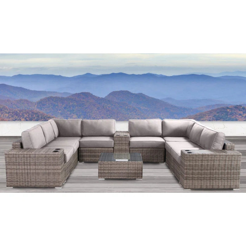 Modern Patio Rattan Sectional Set With Cushions - R&R Furniture Gallery (Fountain Valley, CA)