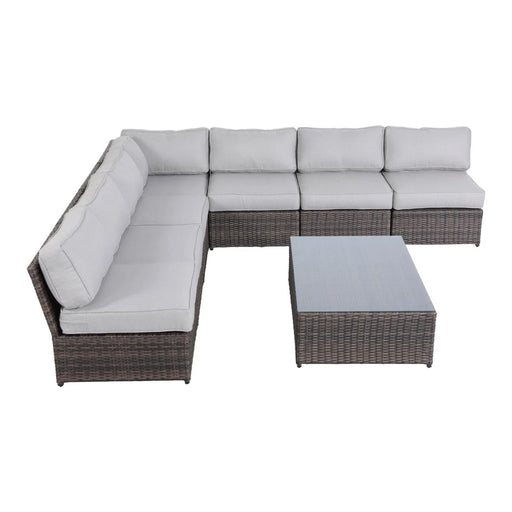 Comfortable Modern Patio Rattan Sectional Set With Cushions - R&R Furniture Gallery (Fountain Valley, CA)