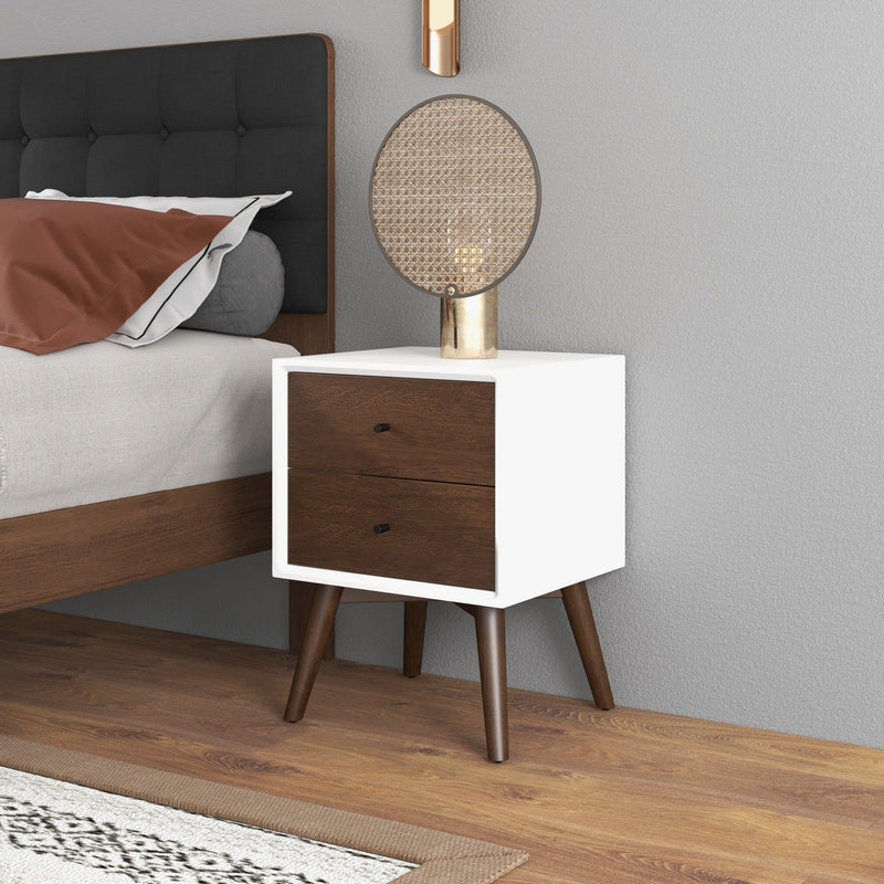 Caroline - Mid-Century Modern Style Night Stand 2 Drawer - R&R Furniture Gallery (Fountain Valley, CA)