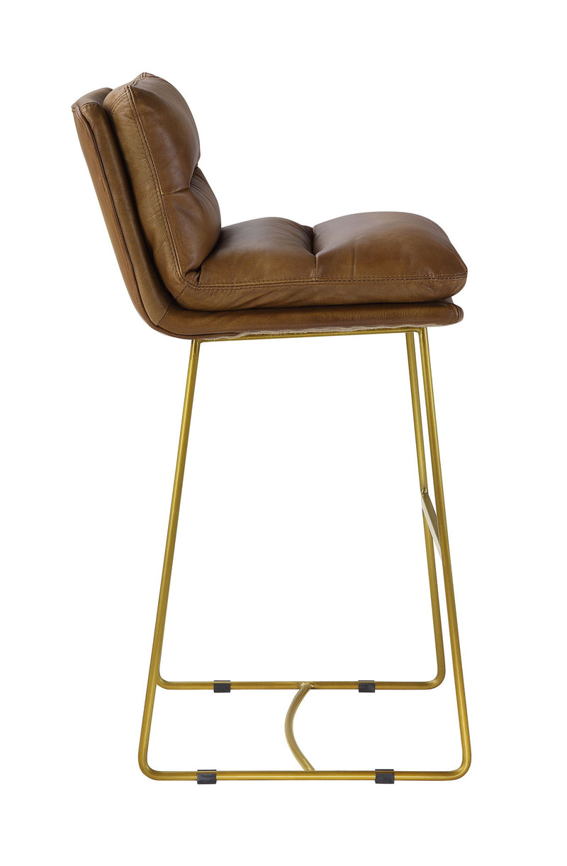 Alsey - Bar Chair - Saddle Brown Top Grain Leather - R&R Furniture Gallery (Fountain Valley, CA)