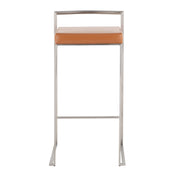 Lumi Source Fuji contemporary stackable barstool set with sleek modern design and wooden legs, ideal for kitchen or bar area.