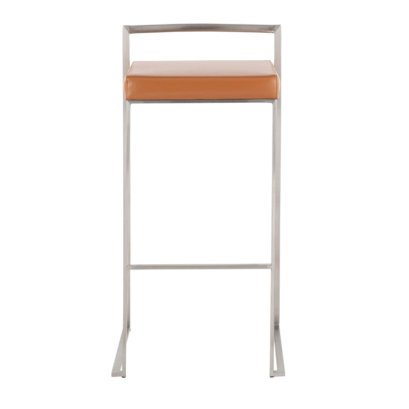 Lumi Source Fuji contemporary stackable barstool set with sleek modern design and wooden legs, ideal for kitchen or bar area.