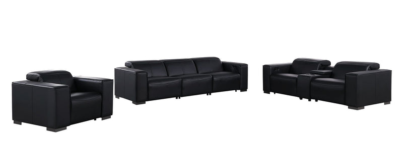 1208 - Modular Leather Set With 5 Power Recliners & Power Headrests