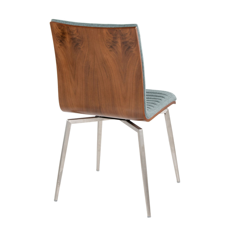 Set of two Lumi Source Mason contemporary dining chairs with swivel bases, modern design, and upholstered seats.