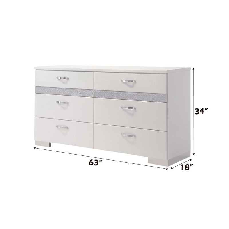 Naima II - Dresser - White High Gloss - R&R Furniture Gallery (Fountain Valley, CA)