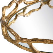 Gold chain mirrored tray by Uttermost, featuring a stylish chain design and reflective surface, ideal for decorative or organizational use.