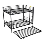 DreamHaus steel construction bunk bed with sturdy frame, featuring twin beds stacked vertically for space-saving sleeping arrangements.