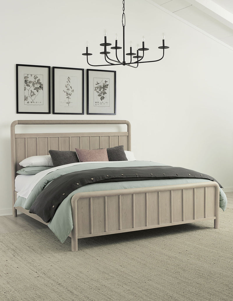 Camden California King-size Shiplap Oak Wood Platform Bed in Chai