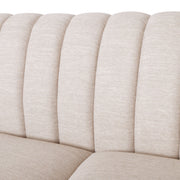 Noble House contemporary 3-seater sofa with accent pillows, beige fabric, and sleek modern design in a living room setting.