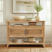 Naomi - 2 Door Storage Console Table With Ample Shelving - Natural - R&R Furniture Gallery (Fountain Valley, CA)