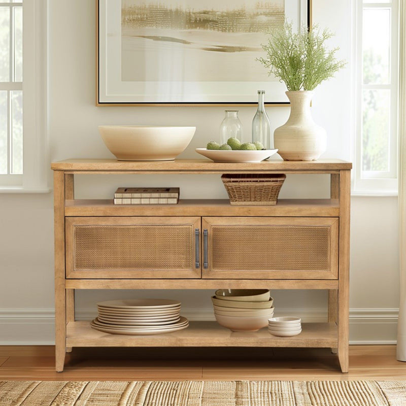 Naomi - 2 Door Storage Console Table With Ample Shelving - Natural - R&R Furniture Gallery (Fountain Valley, CA)