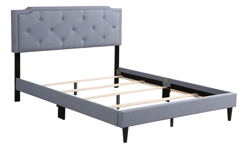 Button tufted upholstered bed by Glory Furniture, showcasing a cozy, stylish design with plush fabric and elegant tufting details.