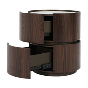 Elegant Italian High Grade Double Layer Storage Round Side Table - Brown / Black - R&R Furniture Gallery (Fountain Valley, CA)