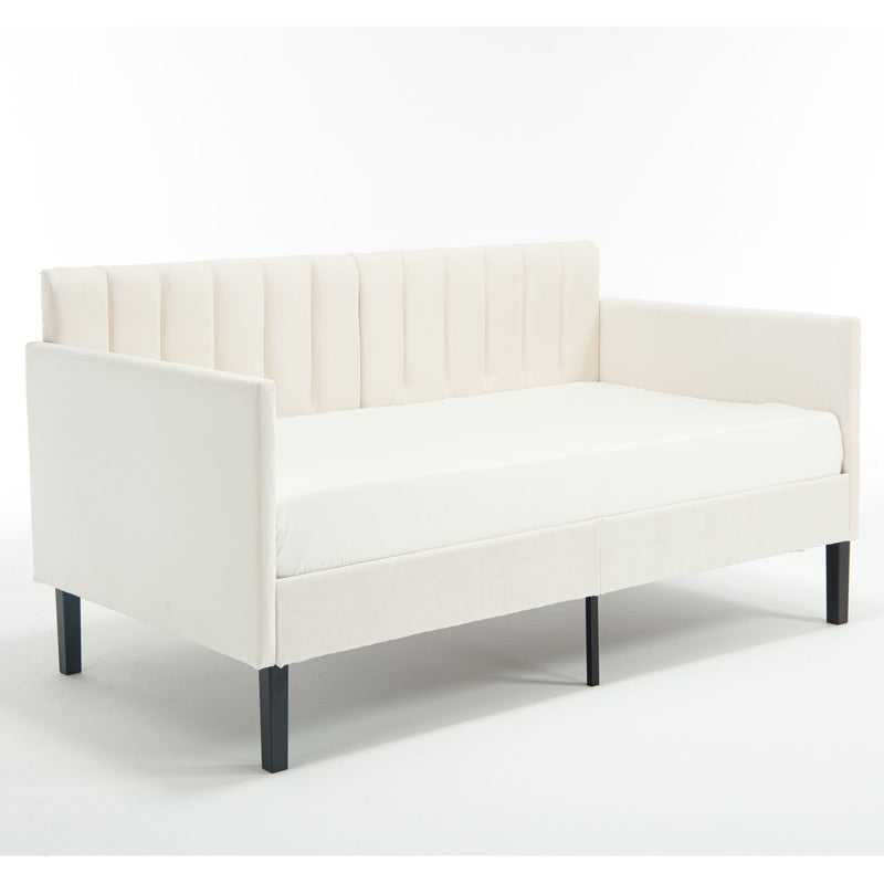 Elena - Boucle Upholstered Daybed, Ribbed Tufted Backrest - R&R Furniture Gallery (Fountain Valley, CA)