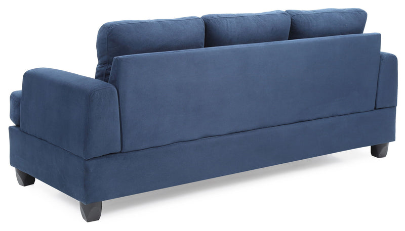 Glory Furniture Sandridge stationary sofa with plush beige fabric and cushioned armrests, ideal for living room seating.