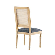 French Country Dining Chair With Rectangular Cane Backrest And Smooth Upholstered Seating - R&R Furniture Gallery (Fountain Valley, CA)