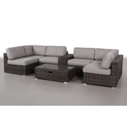 Elegant 4 Person Wicker Patio Seating Set With Cushions And Glass Top Table - R&R Furniture Gallery (Fountain Valley, CA)