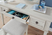 Robbinsdale - Vanity With Stool (Set of 2) - Antique White - R&R Furniture Gallery (Fountain Valley, CA)