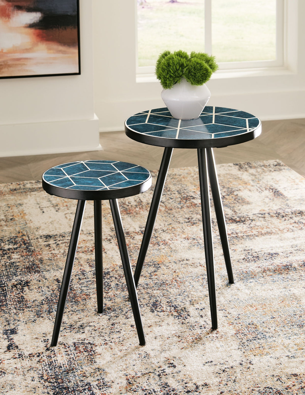 Clairbelle - Accent Table (Set of 2) - Teal - R&R Furniture Gallery (Fountain Valley, CA)