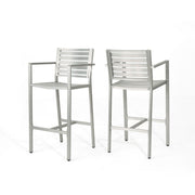 Outdoor Aluminum Rust Proof Barstools (Set of 2) - Silver - R&R Furniture Gallery (Fountain Valley, CA)