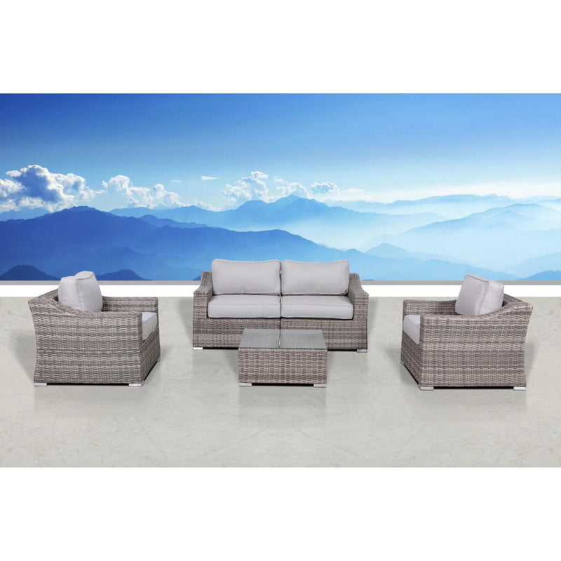 Outdoor Wicker Conversation Set With Cushions, All Weather - R&R Furniture Gallery (Fountain Valley, CA)