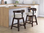 Haddigan - Upholstered Swivel Barstool (Set of 2) - Dark Brown - R&R Furniture Gallery (Fountain Valley, CA)