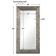 Silver metallic wall mirror by Uttermost with a sleek, modern design and reflective surface for stylish home decor.