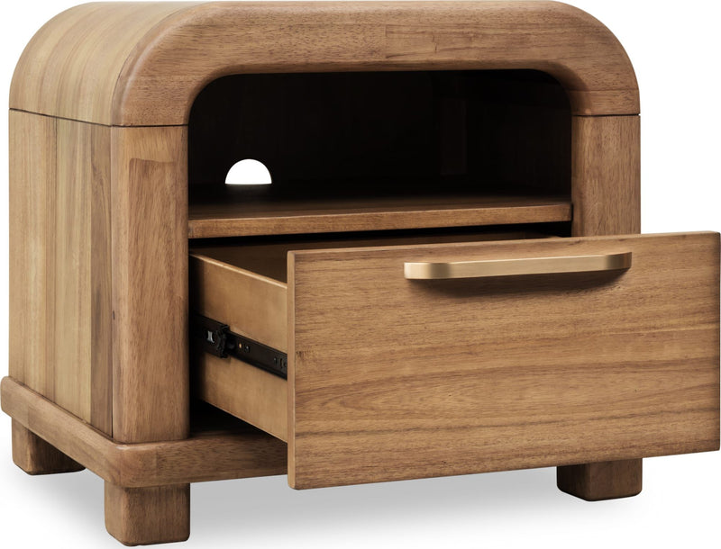 Kione One Drawer Acacia Wood Nightstand in Lioness