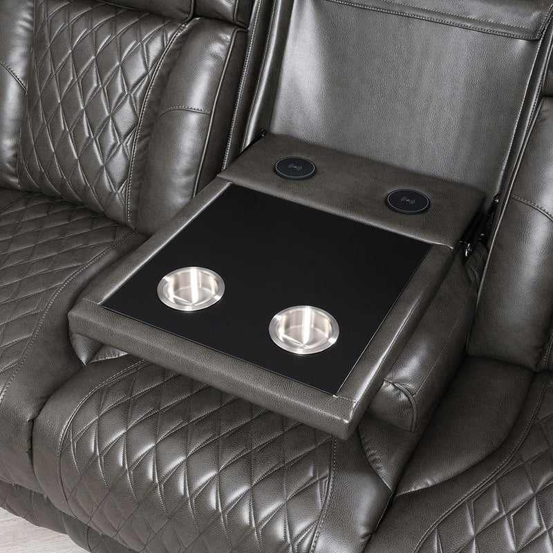 Taddeo - Power Motion Sofa With Power Headrest, USB, Wireless Charger, LED & Reading Light - Dark Gray - R&R Furniture Gallery (Fountain Valley, CA)
