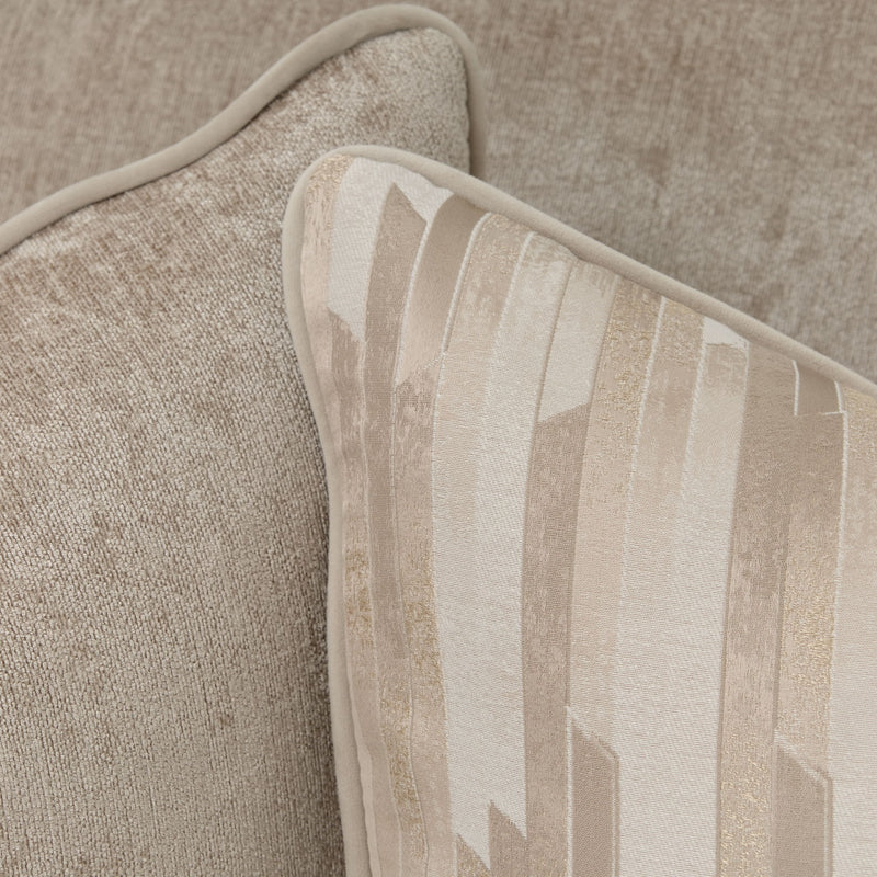 Michael Amini La Rachelle stationary sofa featuring plush upholstery and elegant design with rolled arms and decorative cushions.