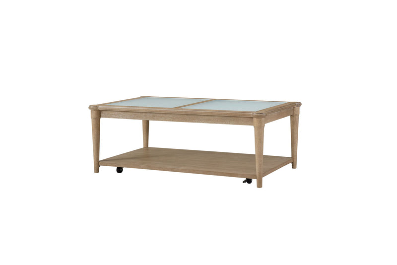 Frosted Glass Top Cocktail Table With Casters - Sand - R&R Furniture Gallery (Fountain Valley, CA)