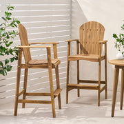 Outdoor Acacia Wood Adirondack Barstools (Set of 2) - R&R Furniture Gallery (Fountain Valley, CA)