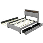 Upholstered Platform Bed With Storage Headboard, Trundle & 2 Drawers And A Set Of Sockets & USB Ports - R&R Furniture Gallery (Fountain Valley, CA)