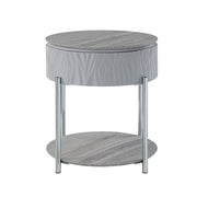 Yukino - End Table - Gray High Gloss & Chrome - R&R Furniture Gallery (Fountain Valley, CA)