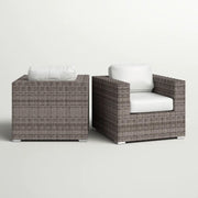 Grade - Club Patio Chair With Sunbrella Cushions (Set of 2) - Gray Mix / White - R&R Furniture Gallery (Fountain Valley, CA)