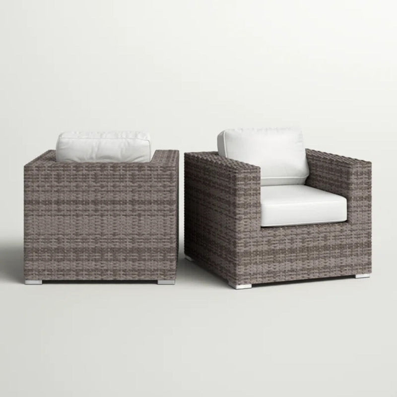 Grade - Club Patio Chair With Sunbrella Cushions (Set of 2) - Gray Mix / White - R&R Furniture Gallery (Fountain Valley, CA)