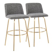 Lumi Source Toriano set of 2 contemporary fixed height barstools with swivel seats and round footrests
